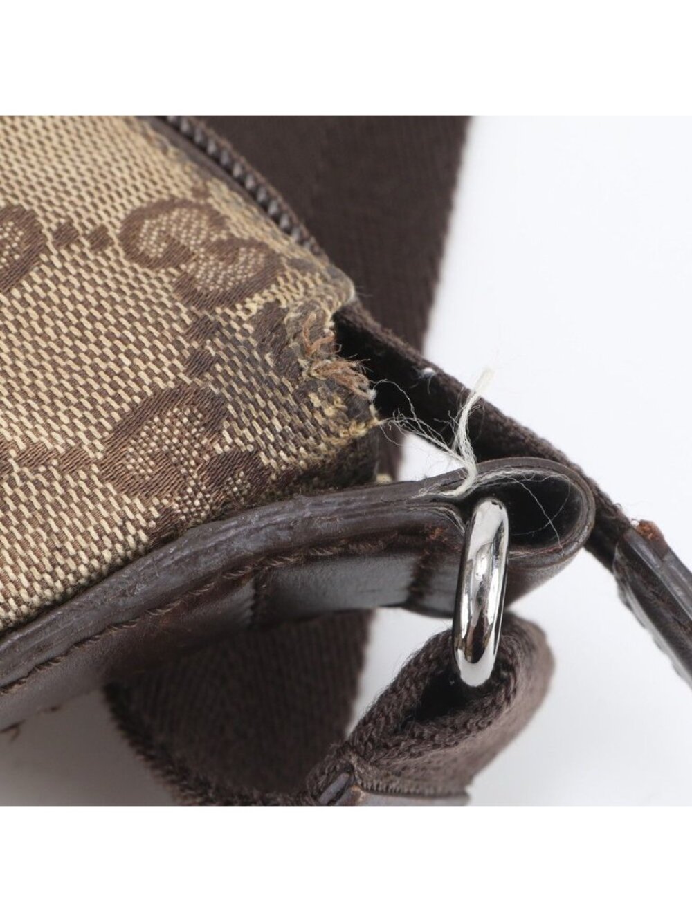Gucci GG Canvas Leather Shoulder Bag Crossbody Messenger Business - Picture 9 of 11